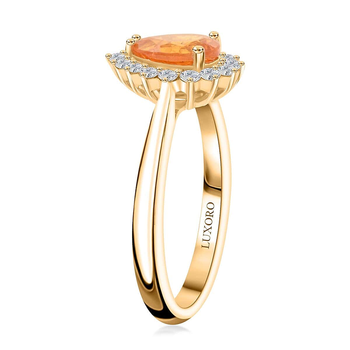 Certified &amp; Appraised LUXORO 1.37 Ct. AAA Fanta Garnet, Diamond Halo Ring in 10K Yellow Gold 7958241 3