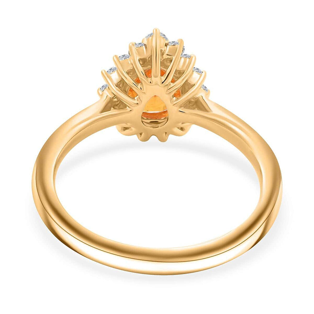 10K Yellow Gold  AAA   Fanta Garnet ,  White Diamond  I2 Ring 1.70 ct,  Gold Wt. 3.4 Gms  1.700  Ct.