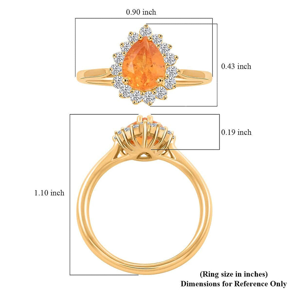 10K Yellow Gold  AAA   Fanta Garnet ,  White Diamond  I2 Ring 1.70 ct,  Gold Wt. 3.4 Gms  1.700  Ct.