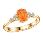 Luxoro 9K Yellow Gold AGI Certified AAA Fanta Garnet & White Diamond (I2-GH) Ring 2.35 Ct, Gold Wt. 3.15 Gms.