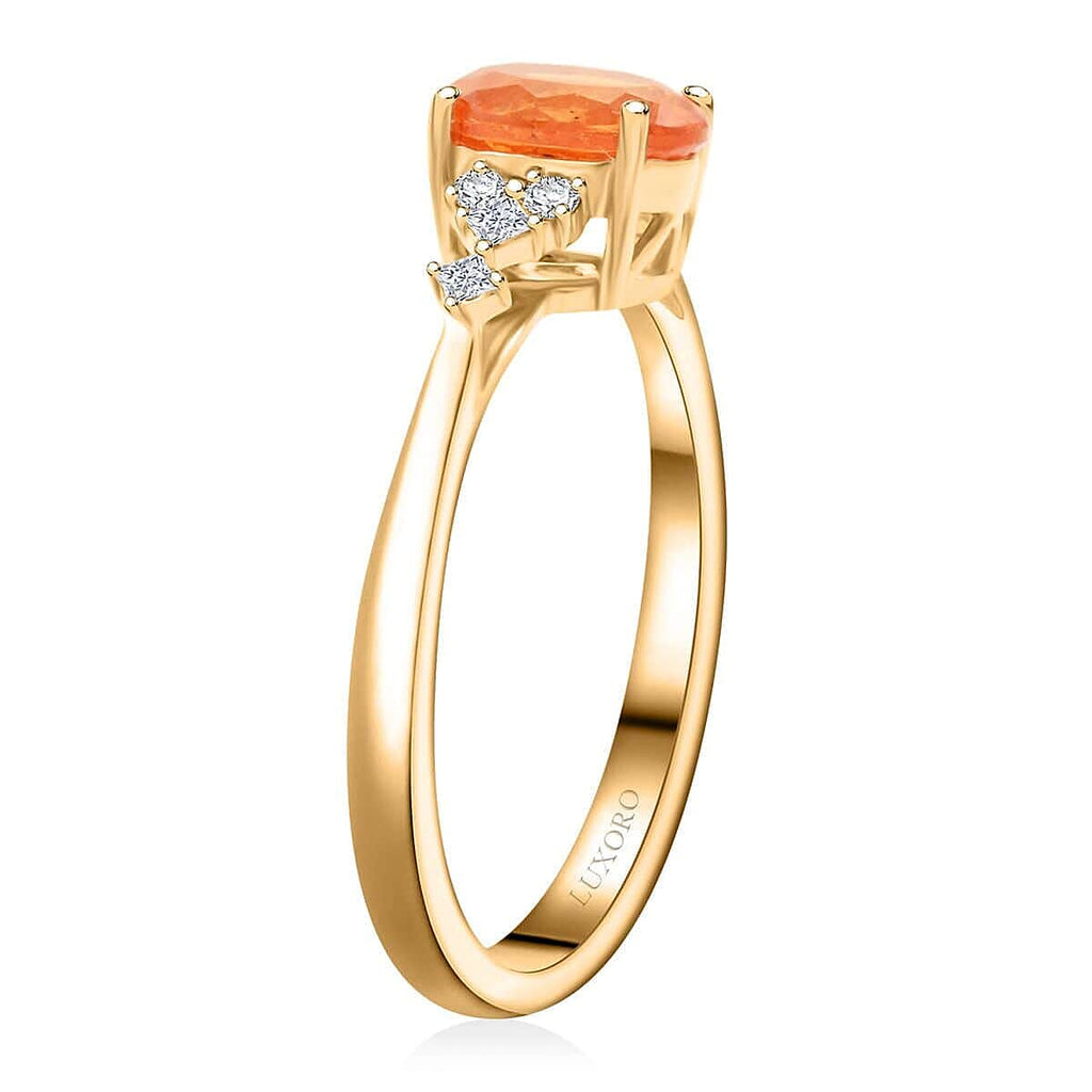 Luxoro 9K Yellow Gold AGI Certified AAA Fanta Garnet & White Diamond (I2-GH) Ring 2.35 Ct, Gold Wt. 3.15 Gms.