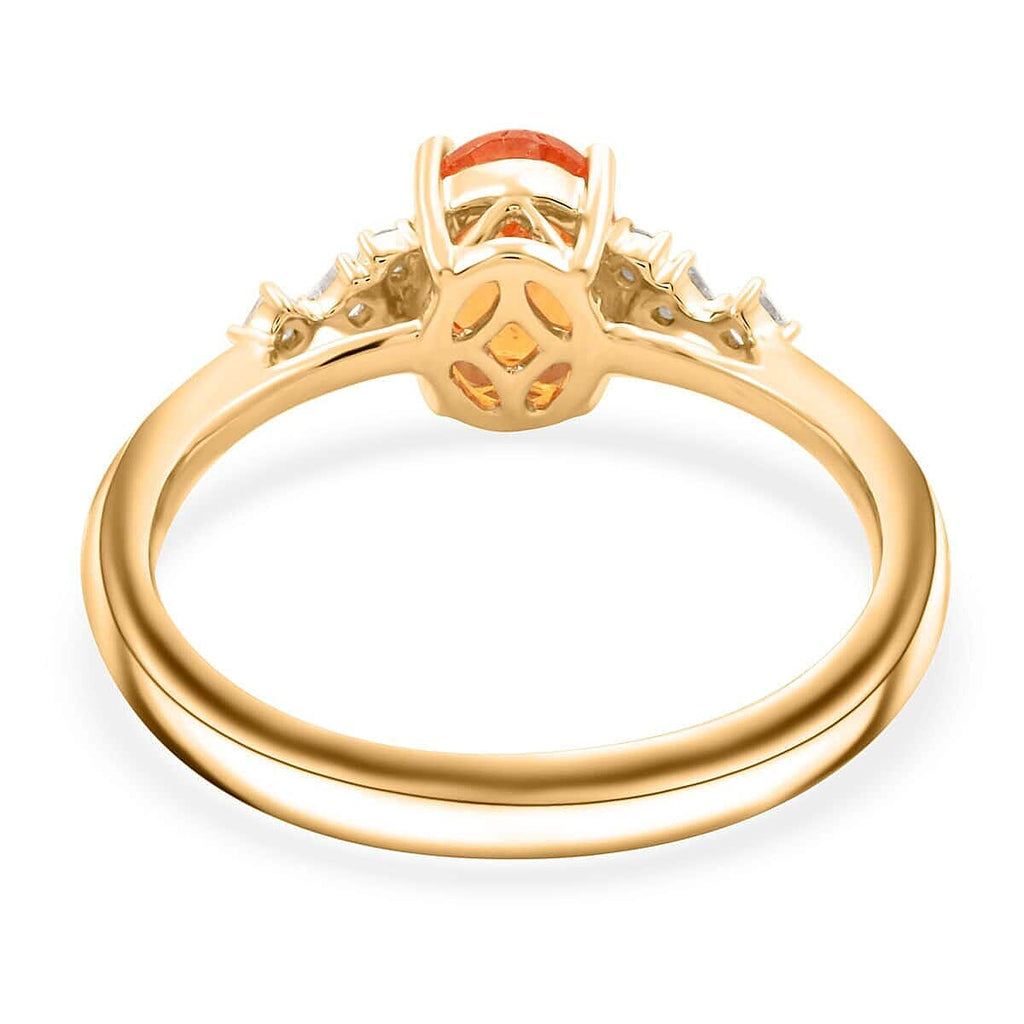 Luxoro 9K Yellow Gold AGI Certified AAA Fanta Garnet & White Diamond (I2-GH) Ring 2.35 Ct, Gold Wt. 3.15 Gms.