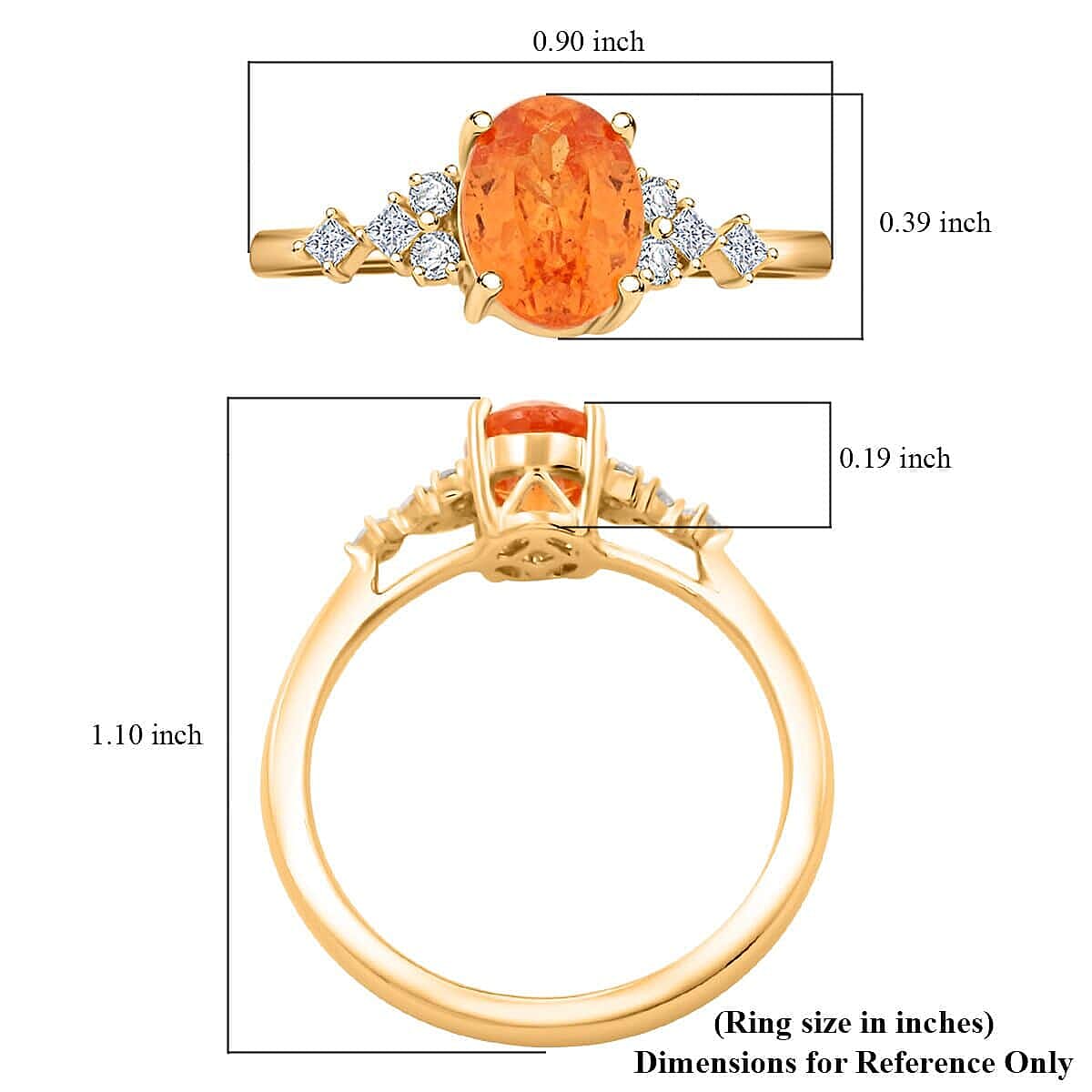 Certified &amp; Appraised LUXORO 2.35 Ct. AAA Fanta Garnet, Diamond Ballerina Ring in 10K Yellow Gold, AGI Certified 7958196 5