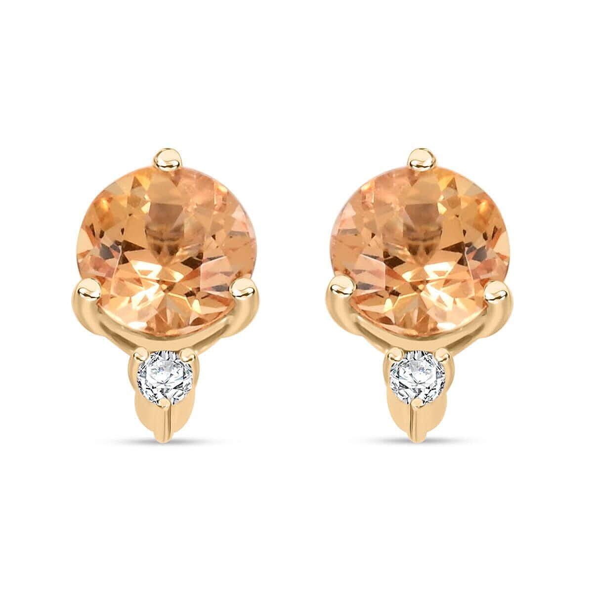 Certified &amp; Appraised LUXORO AAA Imperial Topaz, Diamond Stud Earrings in 10K Yellow Gold 1.20 Ct. 7810272 0