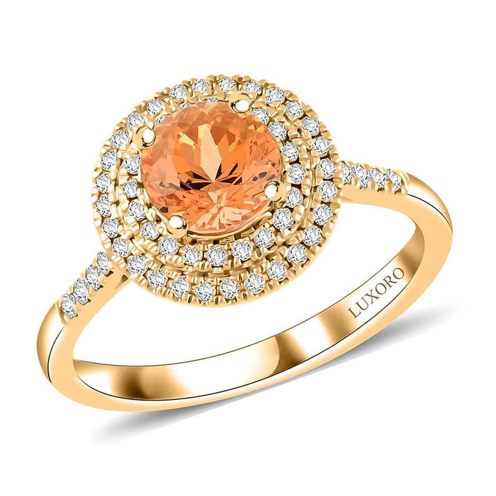 Appraised &amp; Certified LOXORO 2 Ct. Imperial Topaz, Diamond Halo Ring in 10K Yellow Gold 7840643 1