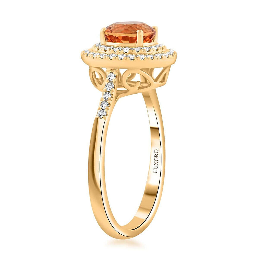 10K Yellow Gold  AAA   Imperial Topaz ,  White Diamond  I2 Ring 2.00 ct,  Gold Wt. 3.78 Gms  2.000  Ct.