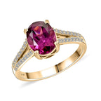 10K Yellow Gold  AAA   Purple Garnet ,  White Diamond  I2 Ring 2.50 ct,  Gold Wt. 2.87 Gms  2.500  Ct.