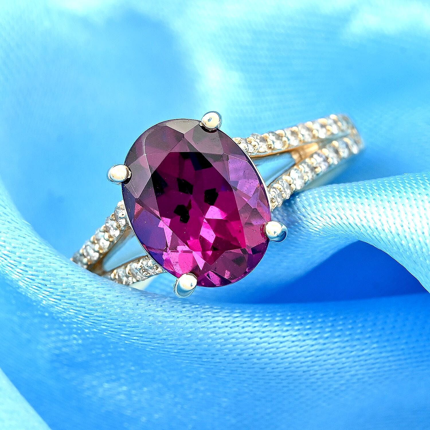 10K Yellow Gold  AAA   Purple Garnet ,  White Diamond  I2 Ring 2.50 ct,  Gold Wt. 2.87 Gms  2.500  Ct. 7742929 1