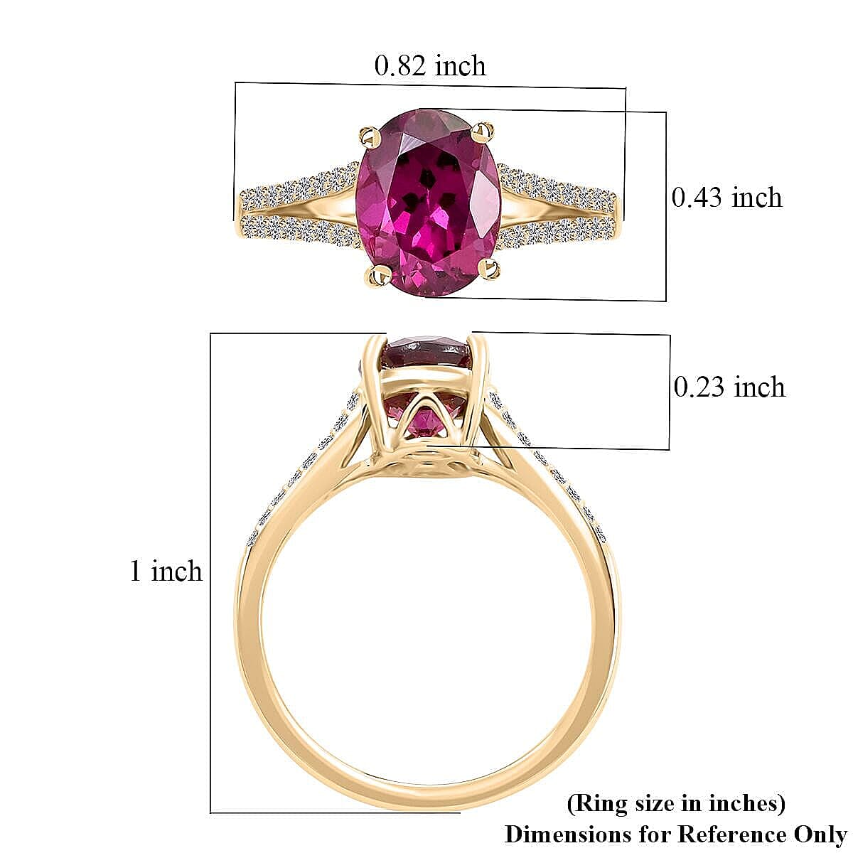 10K Yellow Gold  AAA   Purple Garnet ,  White Diamond  I2 Ring 2.50 ct,  Gold Wt. 2.87 Gms  2.500  Ct. 7742929 5