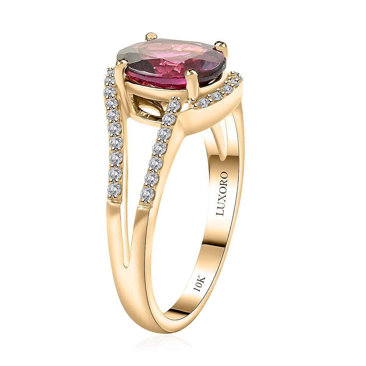 10K Yellow Gold  AAA  Purple Garnet, White Diamond I2 Ring 2.60 ct,  Gold Wt. 3.52 Gms  2.600  Ct. 7742901 3