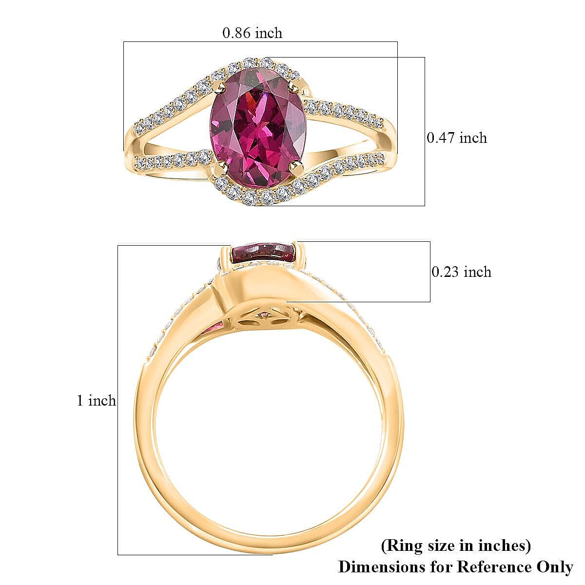 10K Yellow Gold  AAA  Purple Garnet, White Diamond I2 Ring 2.60 ct,  Gold Wt. 3.52 Gms  2.600  Ct. 7742901 5