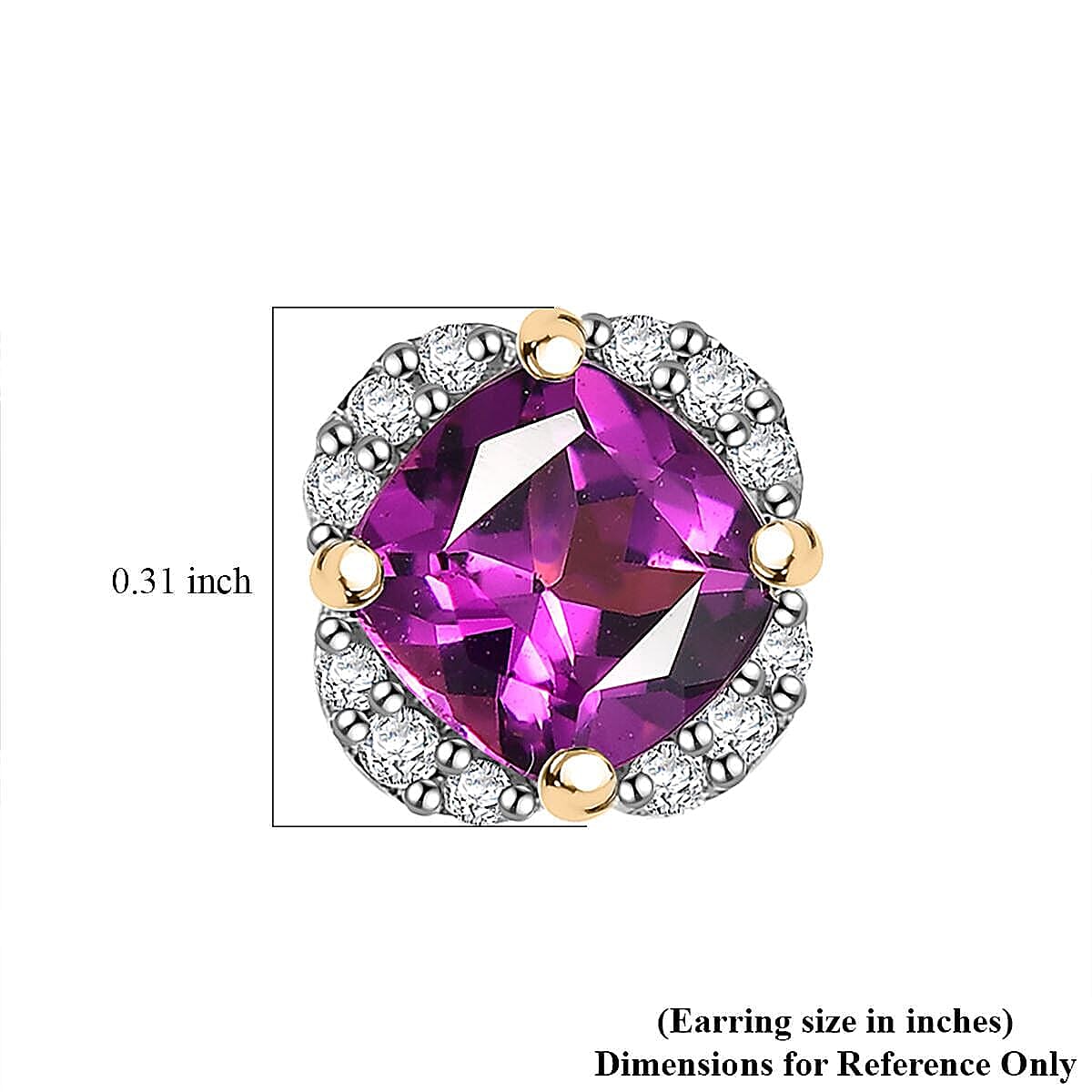 Certified &amp; Appraised LUXORO AAA Purple Garnet, White Diamond Halo Earring in 10K Yellow Gold 1.43 Ct. 7976727 13