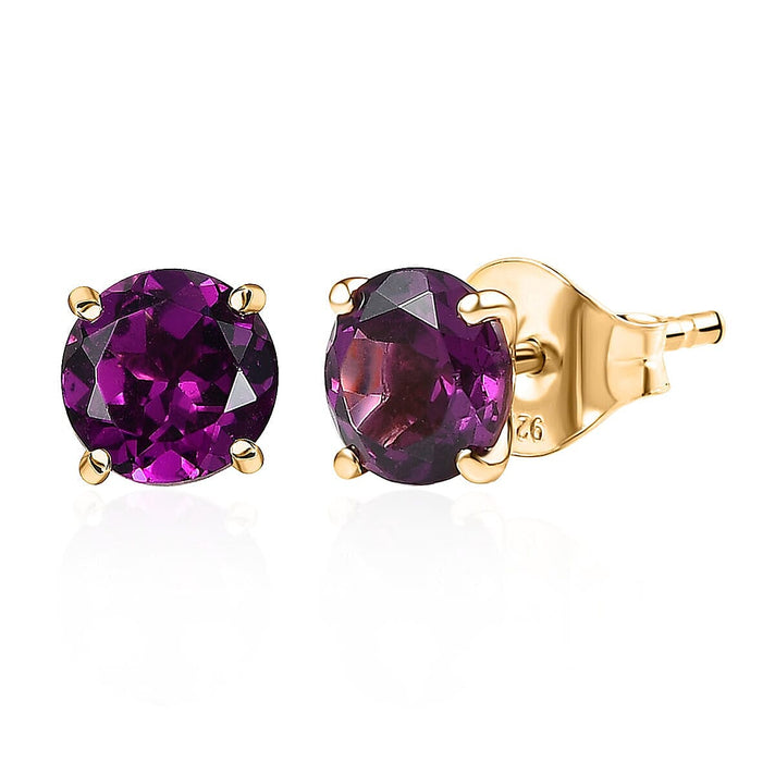 9K Yellow Gold Natural AAA Radiant Ember Garnet Solitaire Stud Push Post Earring 2.03 Ct. 8284713 1