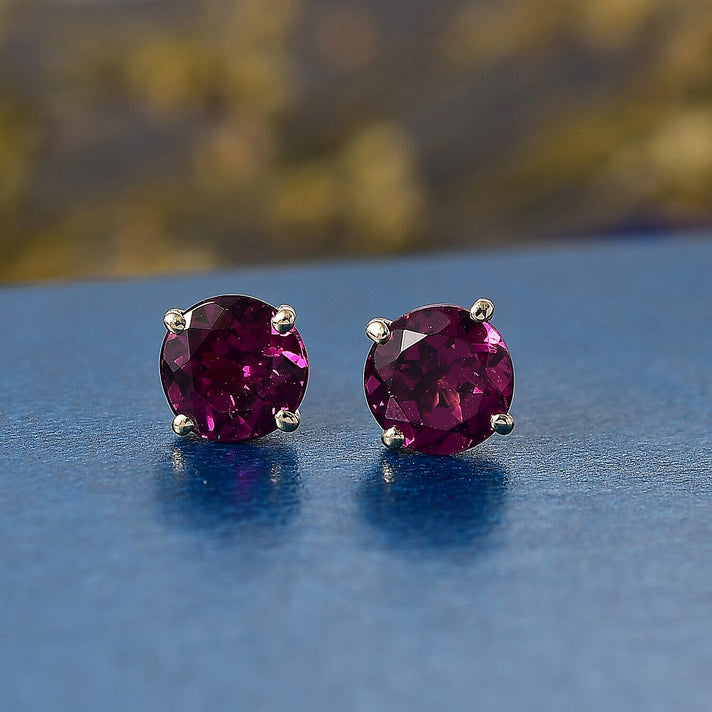 9K Yellow Gold Natural AAA Radiant Ember Garnet Solitaire Stud Push Post Earring 2.03 Ct. 8284713 2