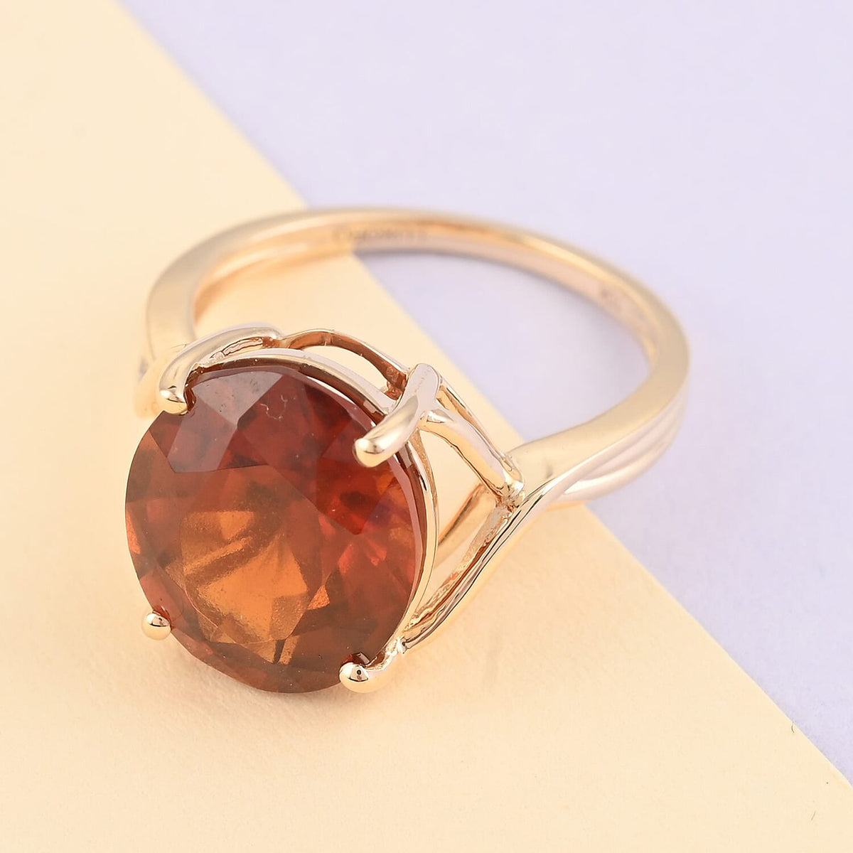 9K Yellow Gold AGI Certified AAA Honey Garnet (Oval) Solitaire Ring 7.60 Ct. 8727558 1