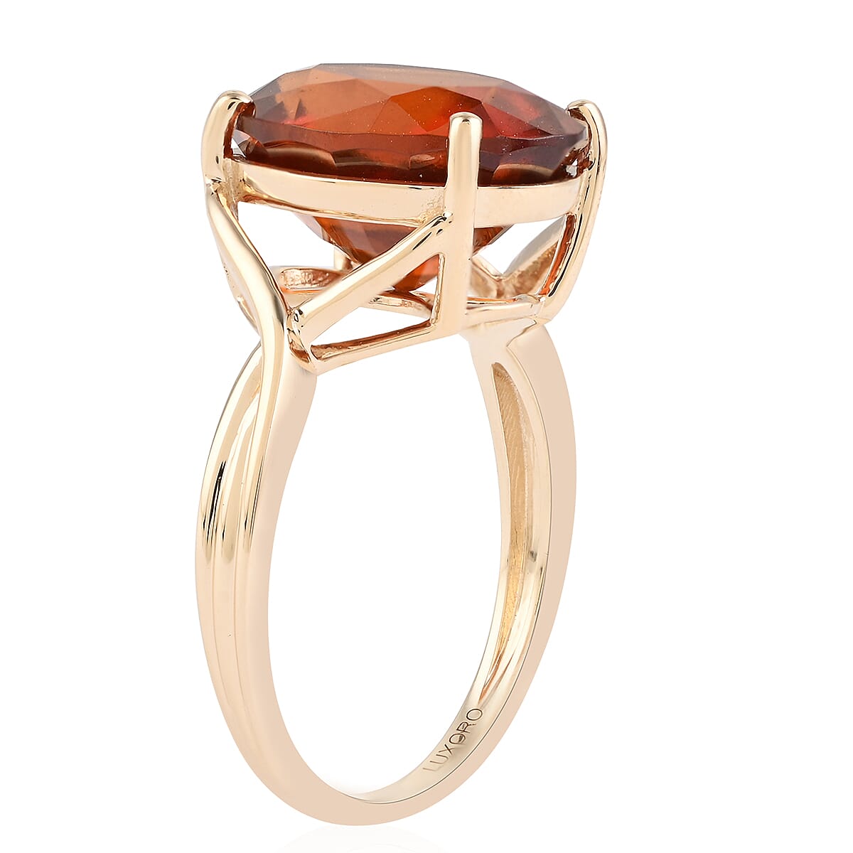 9K Yellow Gold AGI Certified AAA Honey Garnet (Oval) Solitaire Ring 7.60 Ct. 8727558 3