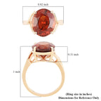 9K Yellow Gold AGI Certified AAA Honey Garnet (Oval) Solitaire Ring 7.60 Ct.