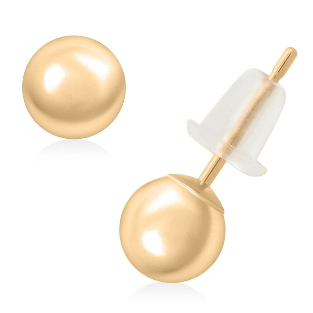 Biggest Gold Deal - 10K Yellow Gold Ball Stud Earrings with Silicon Push Back