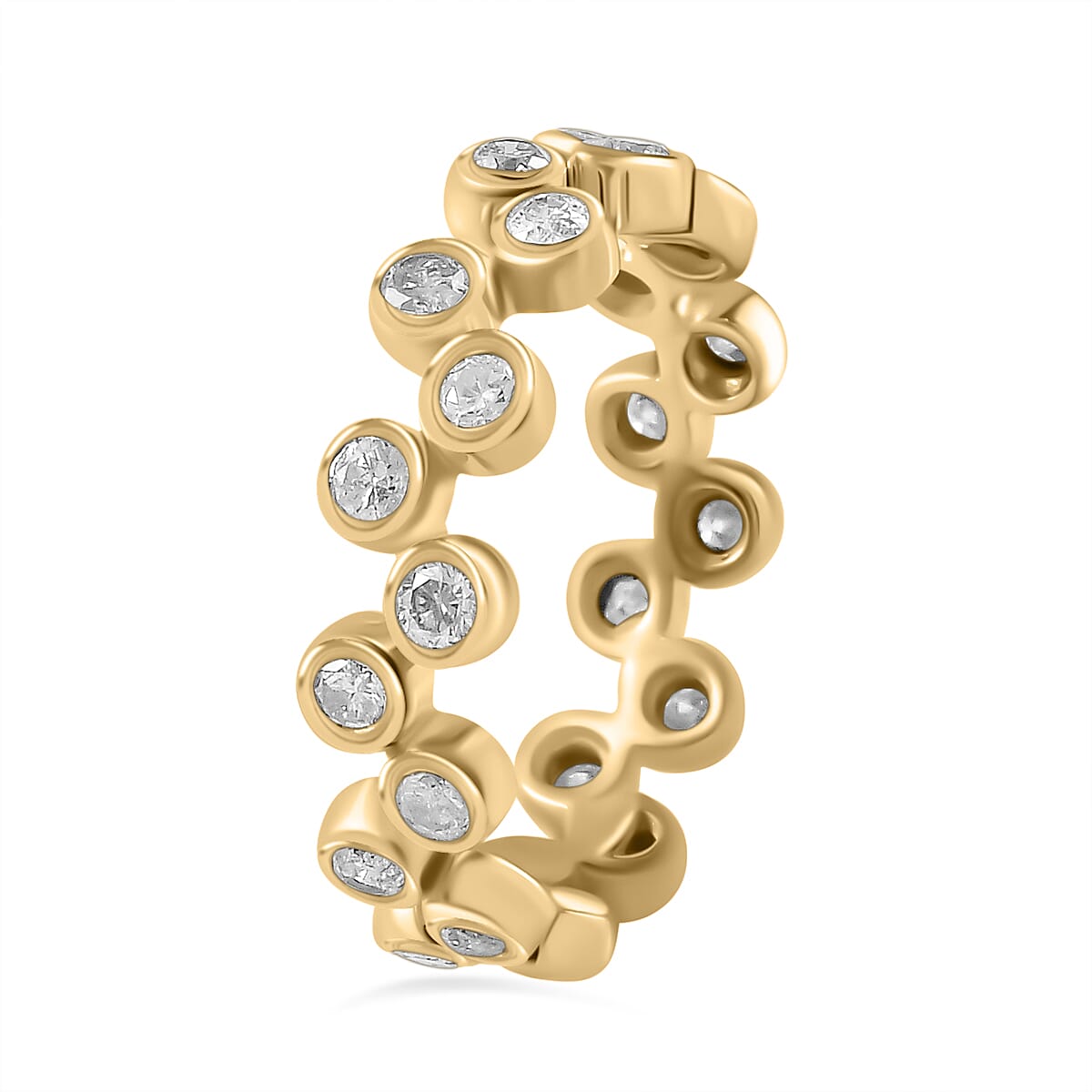 Designer Inspired - 9K Yellow Gold White Diamond Bubble Band Ring 1.00 Ct 7710200 3