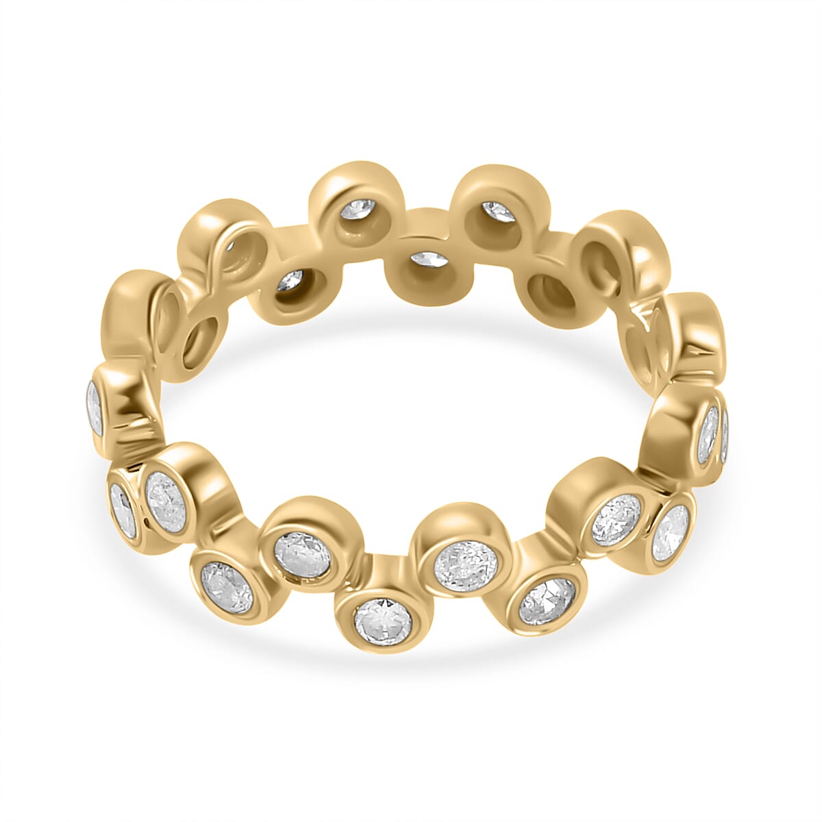 Designer Inspired - 9K Yellow Gold White Diamond Bubble Band Ring 1.00 Ct 7710200 4