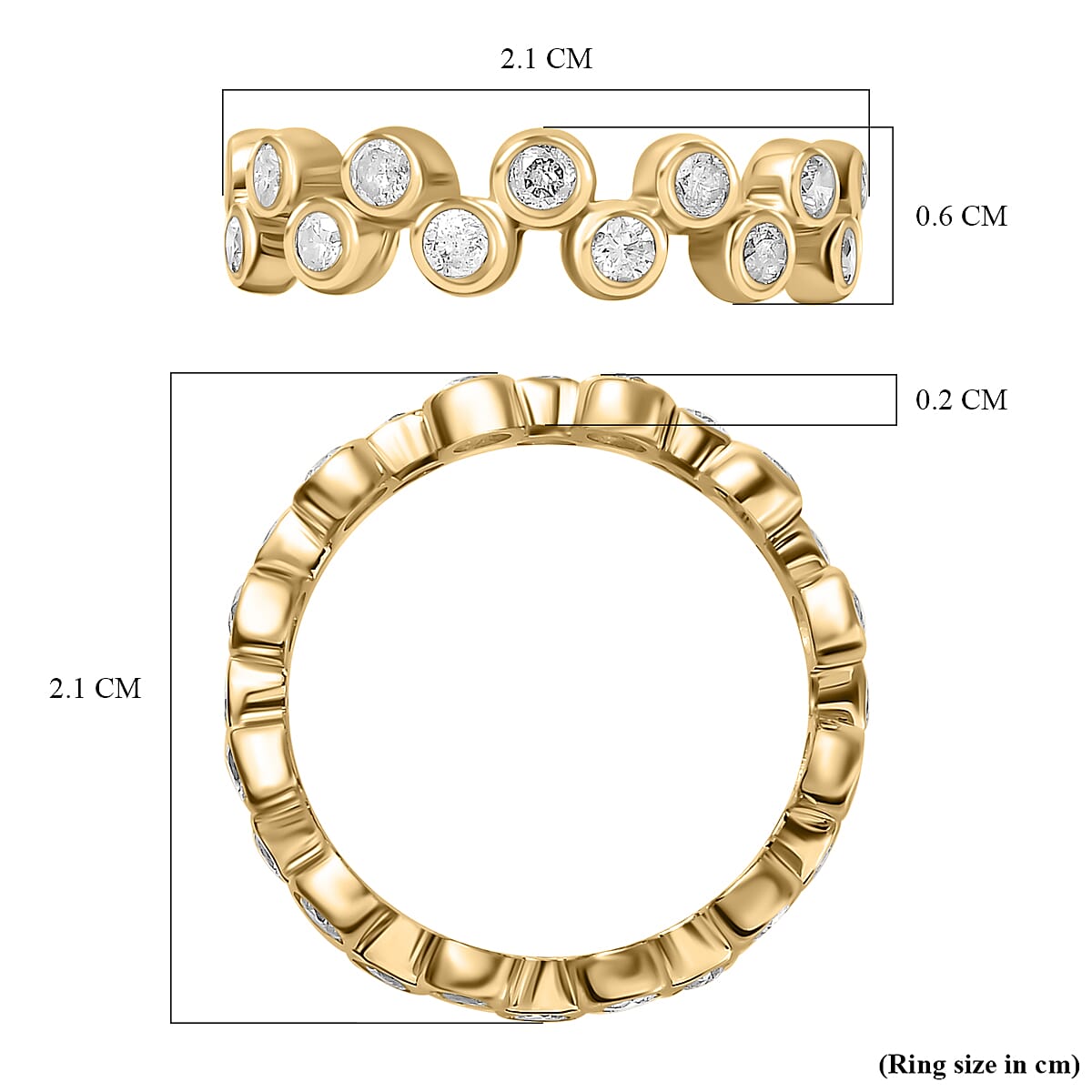 Designer Inspired - 9K Yellow Gold White Diamond Bubble Band Ring 1.00 Ct 7710200 5