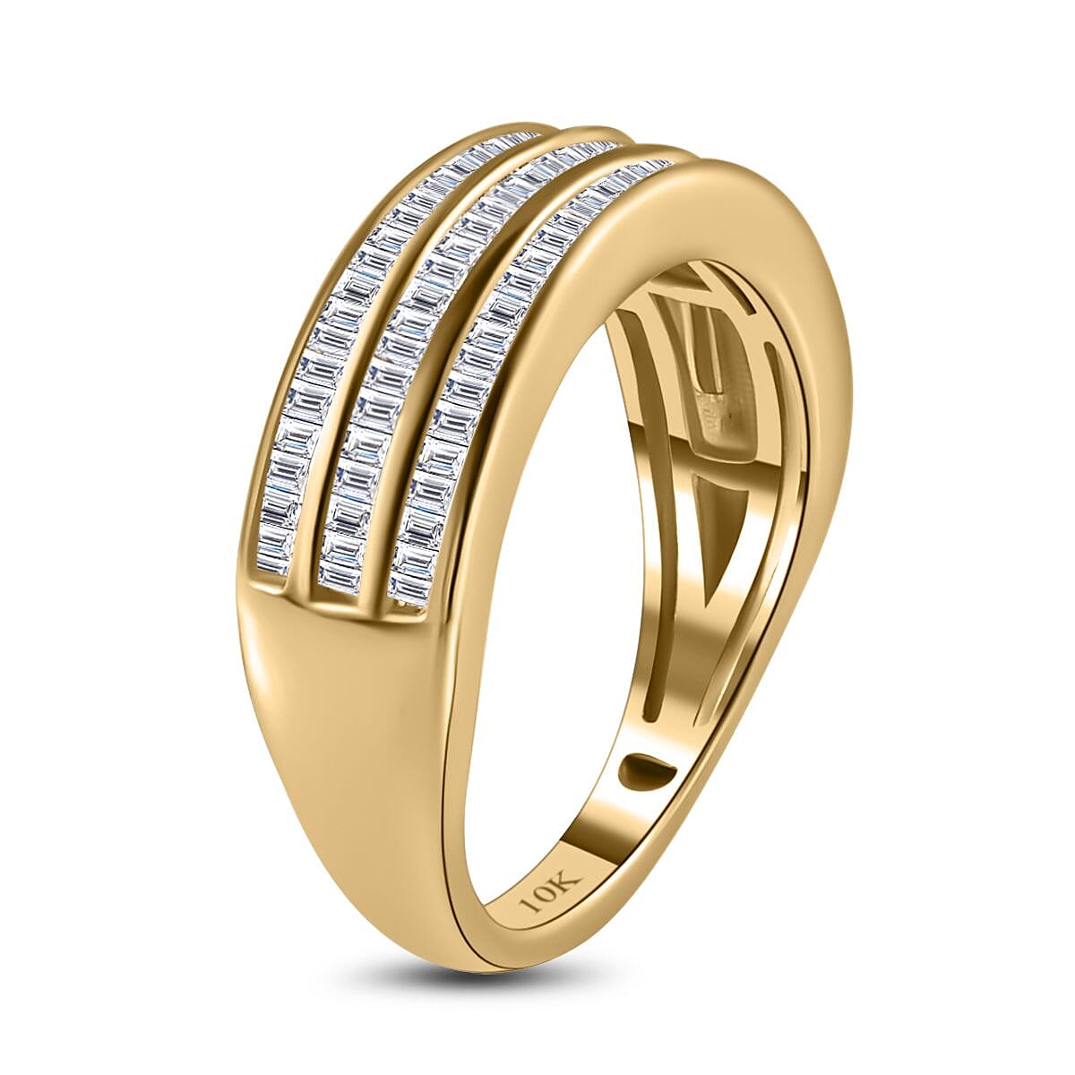 10K Yellow Gold SGL Certified Diamond (I1-I2) Band Ring 0.50 Ct, Gold Wt 3.70 GM 7653338 4