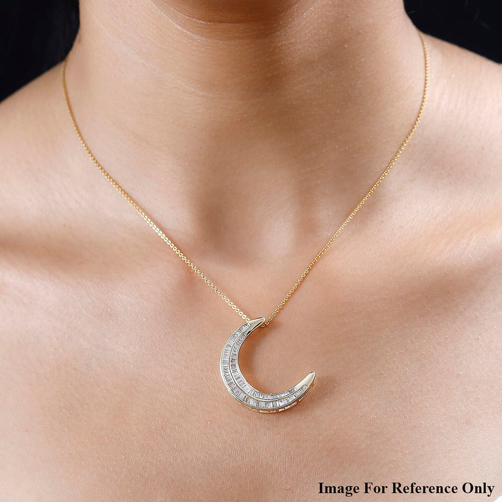 NY Closeout Deal - 9K Yellow Gold Diamond (G-H) Moon Pendant 1.00 Ct.