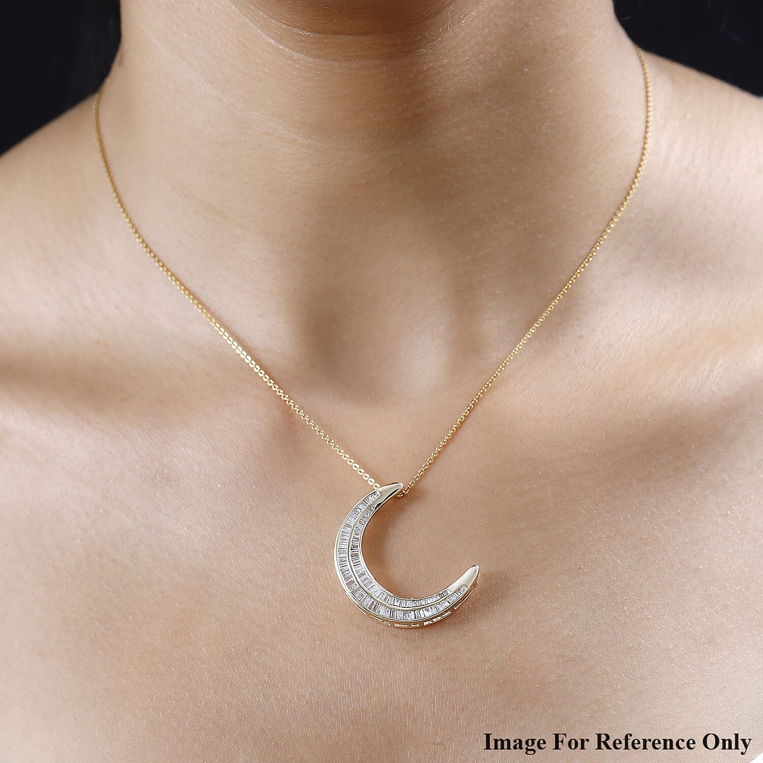 NY Closeout Deal - 9K Yellow Gold Diamond (G-H) Moon Pendant 1.00 Ct. 7730431 1