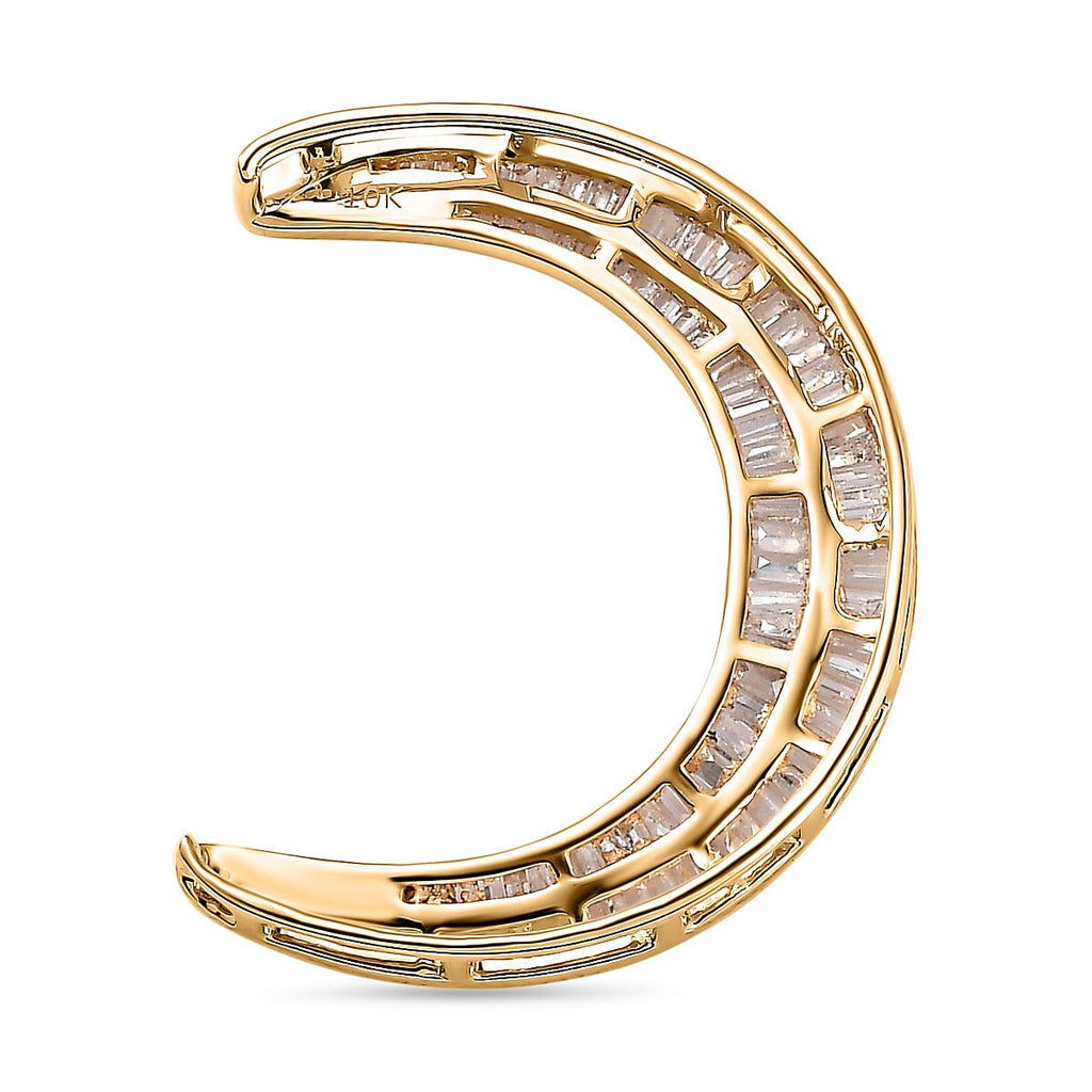 NY Closeout Deal - 9K Yellow Gold Diamond (G-H) Moon Pendant 1.00 Ct.