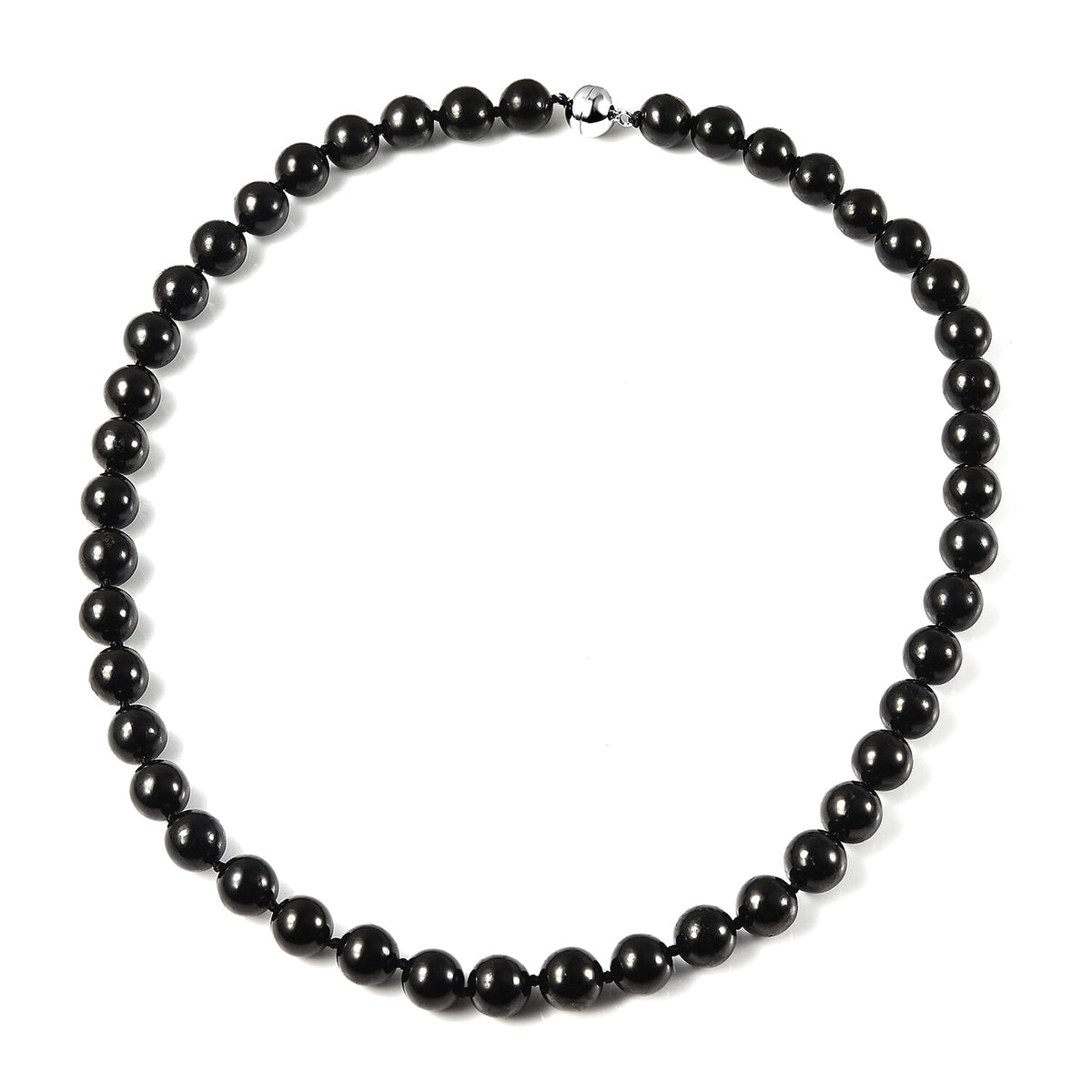 11-13 mm 400 Ct. Shungite Necklace Size 20 in Rhodium Plated Sterling Silver 3887640 0