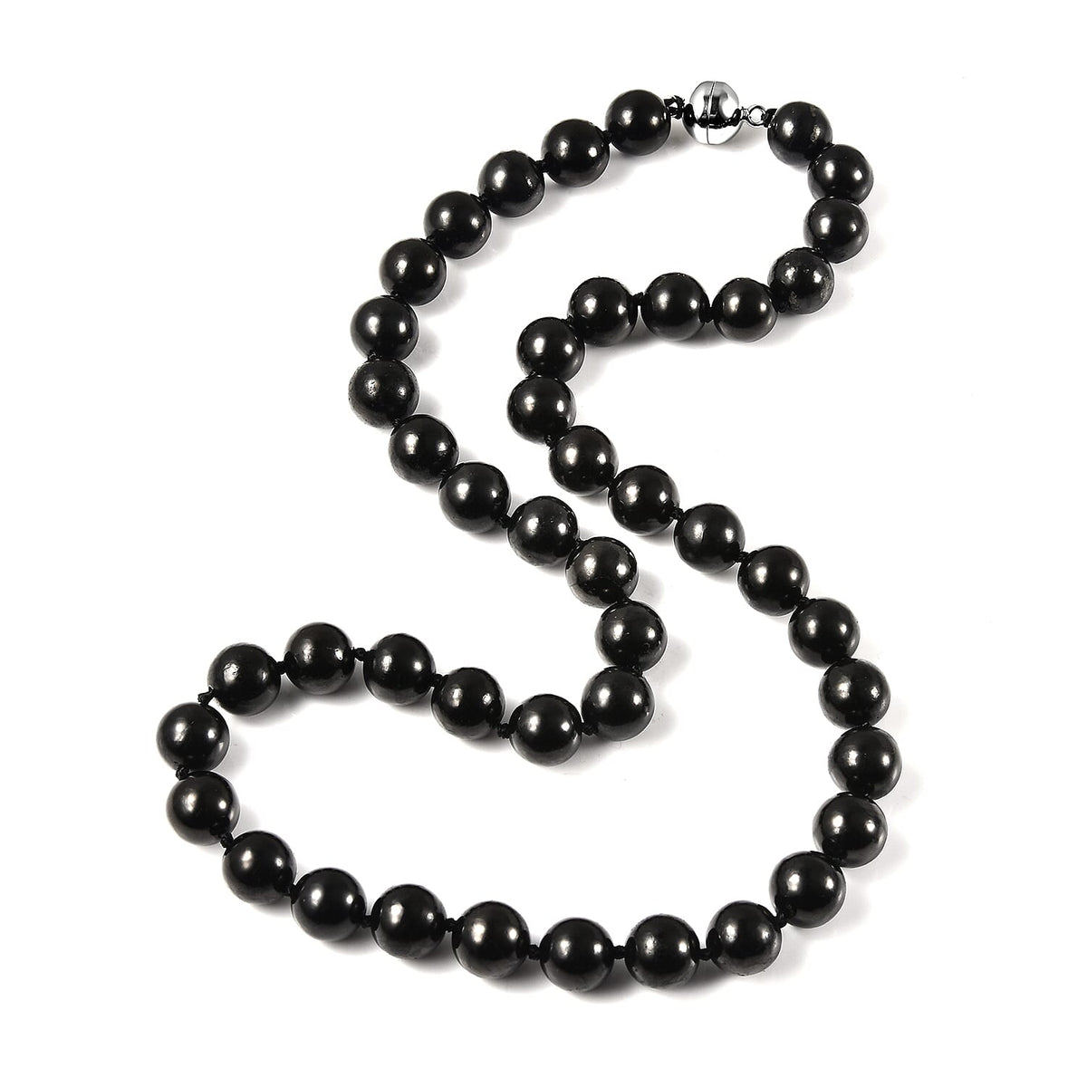11-13 mm 400 Ct. Shungite Necklace Size 20 in Rhodium Plated Sterling Silver 3887640 4