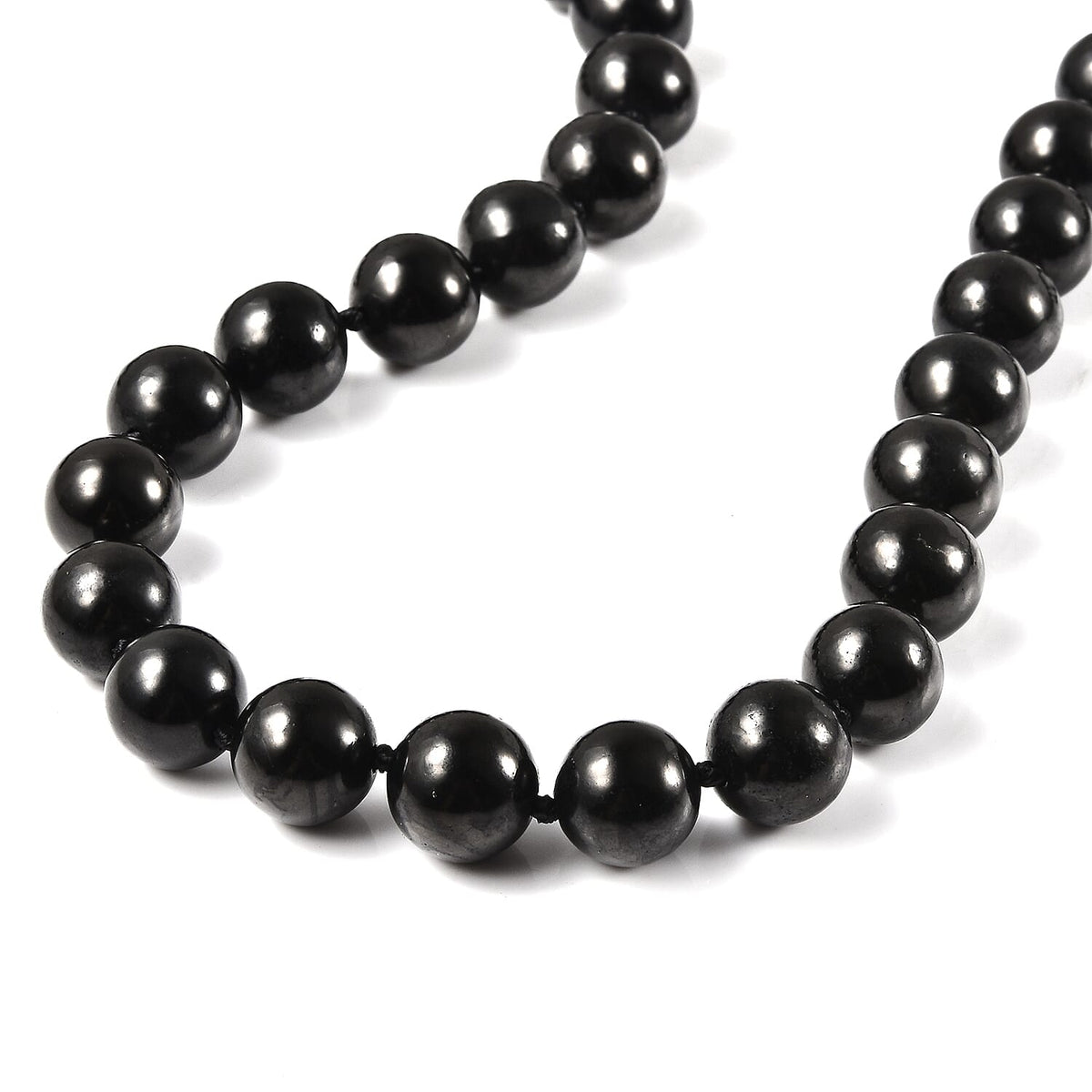 11-13 mm 400 Ct. Shungite Necklace Size 20 in Rhodium Plated Sterling Silver 3887640 5