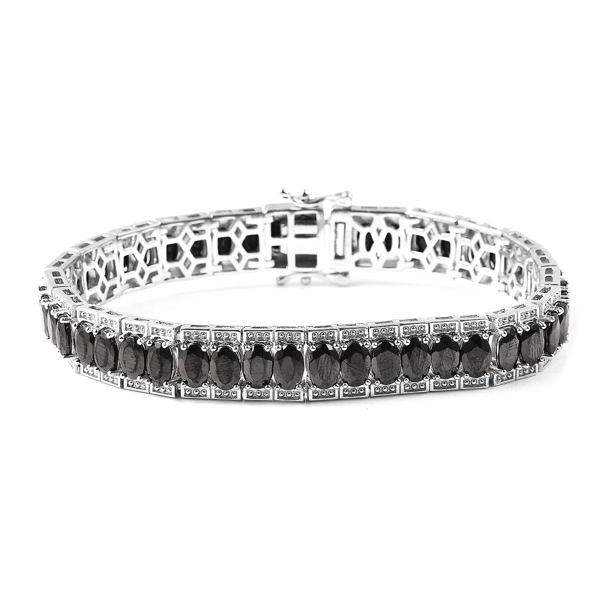 11.50 Ct Shungite Tennis Bracelet in Rhodium Plated Sterling Silver 7 Inch 3591572 0