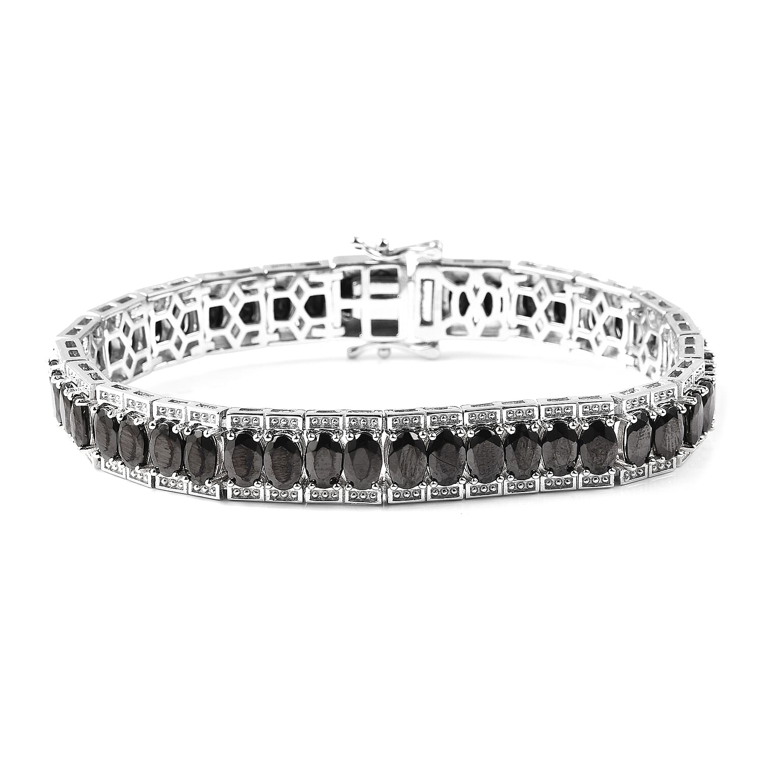 11.50 Ct Shungite Tennis Bracelet in Rhodium Plated Sterling Silver 7 Inch 3591572 0
