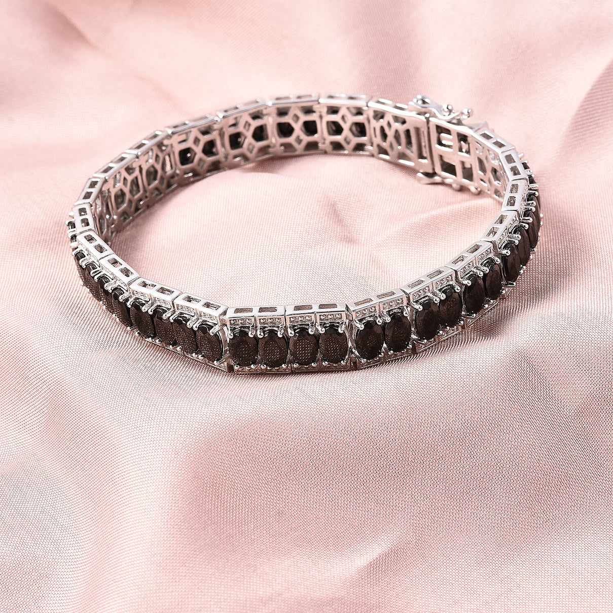 11.50 Ct Shungite Tennis Bracelet in Rhodium Plated Sterling Silver 7 Inch 3591572 2