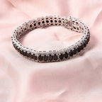 Cleopatra Shungite Bracelet (Size 7) in Rhodium Overlay Sterling Silver 11.50 Ct, Silver Wt 23.00 Gms