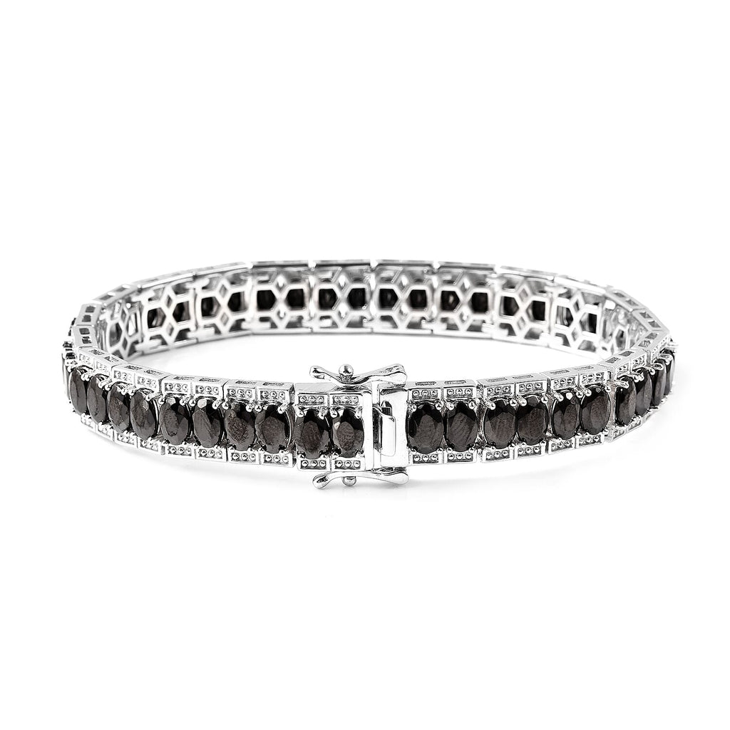 Cleopatra Shungite Bracelet (Size 7) in Rhodium Overlay Sterling Silver 11.50 Ct, Silver Wt 23.00 Gms