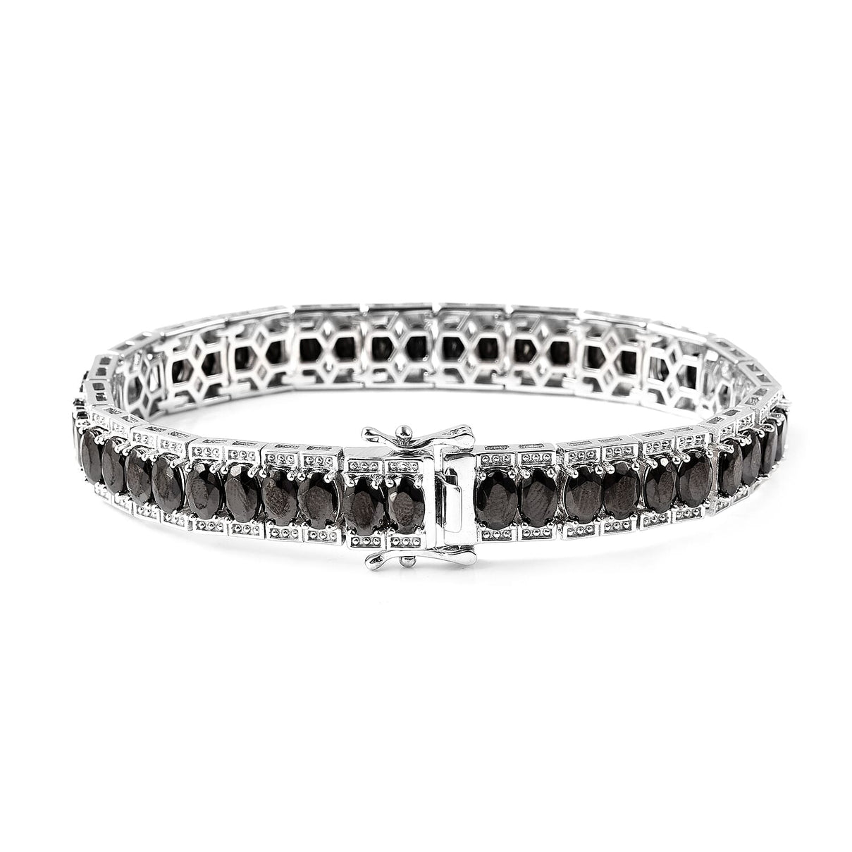 11.50 Ct Shungite Tennis Bracelet in Rhodium Plated Sterling Silver 7 Inch 3591572 4