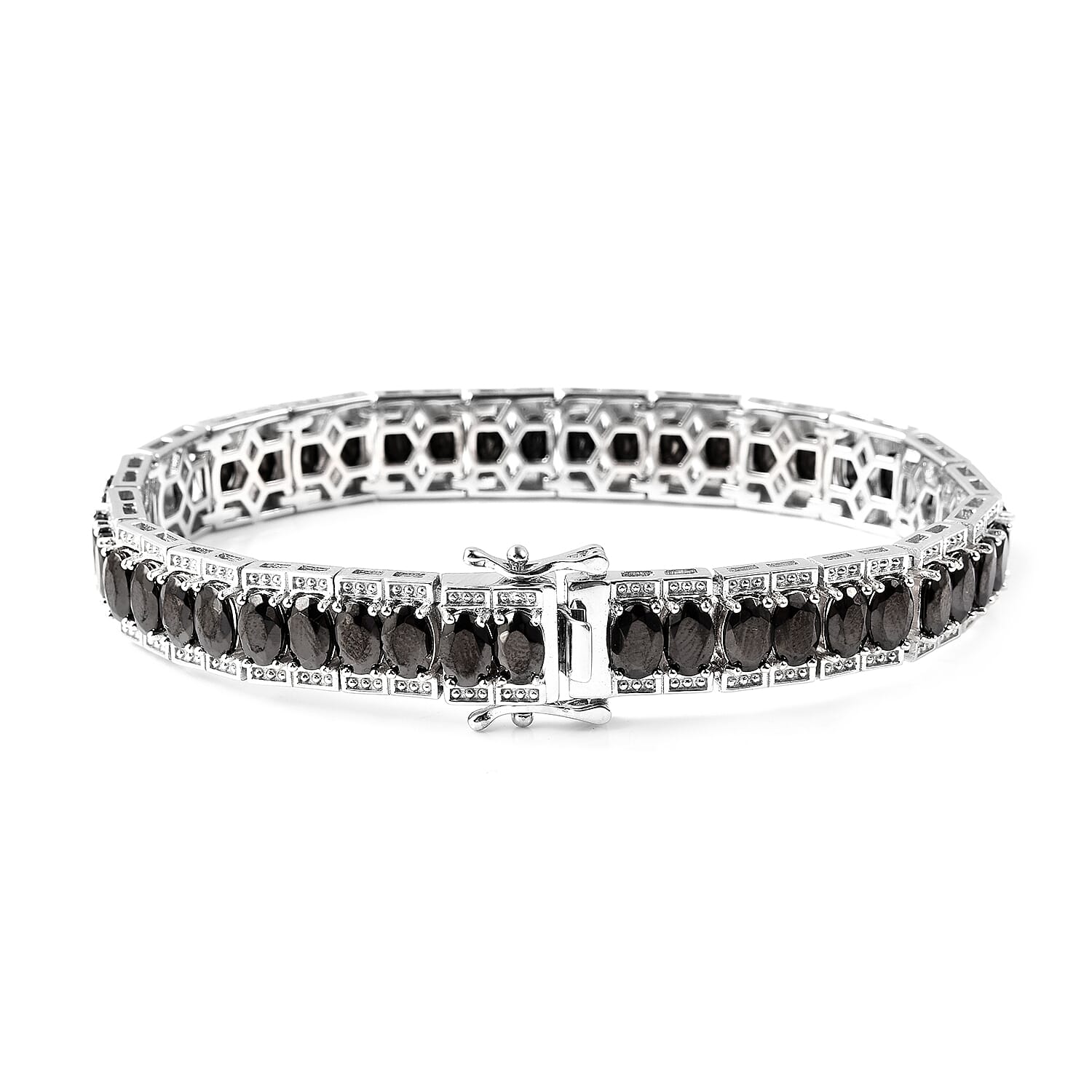 11.50 Ct Shungite Tennis Bracelet in Rhodium Plated Sterling Silver 7 Inch 3591572 4