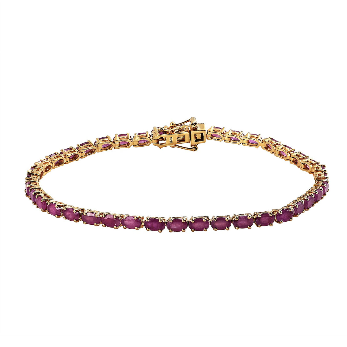 11 Ct. Moroccan Ruby Bracelet with GB Box Clasp in 18K Vermeil Yellow Gold Over Sterling Silver 7.5 Inch 8727243 0