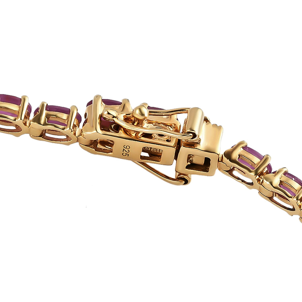 11 Ct. Moroccan Ruby Bracelet with GB Box Clasp in 18K Vermeil Yellow Gold Over Sterling Silver 7.5 Inch 8727243 4