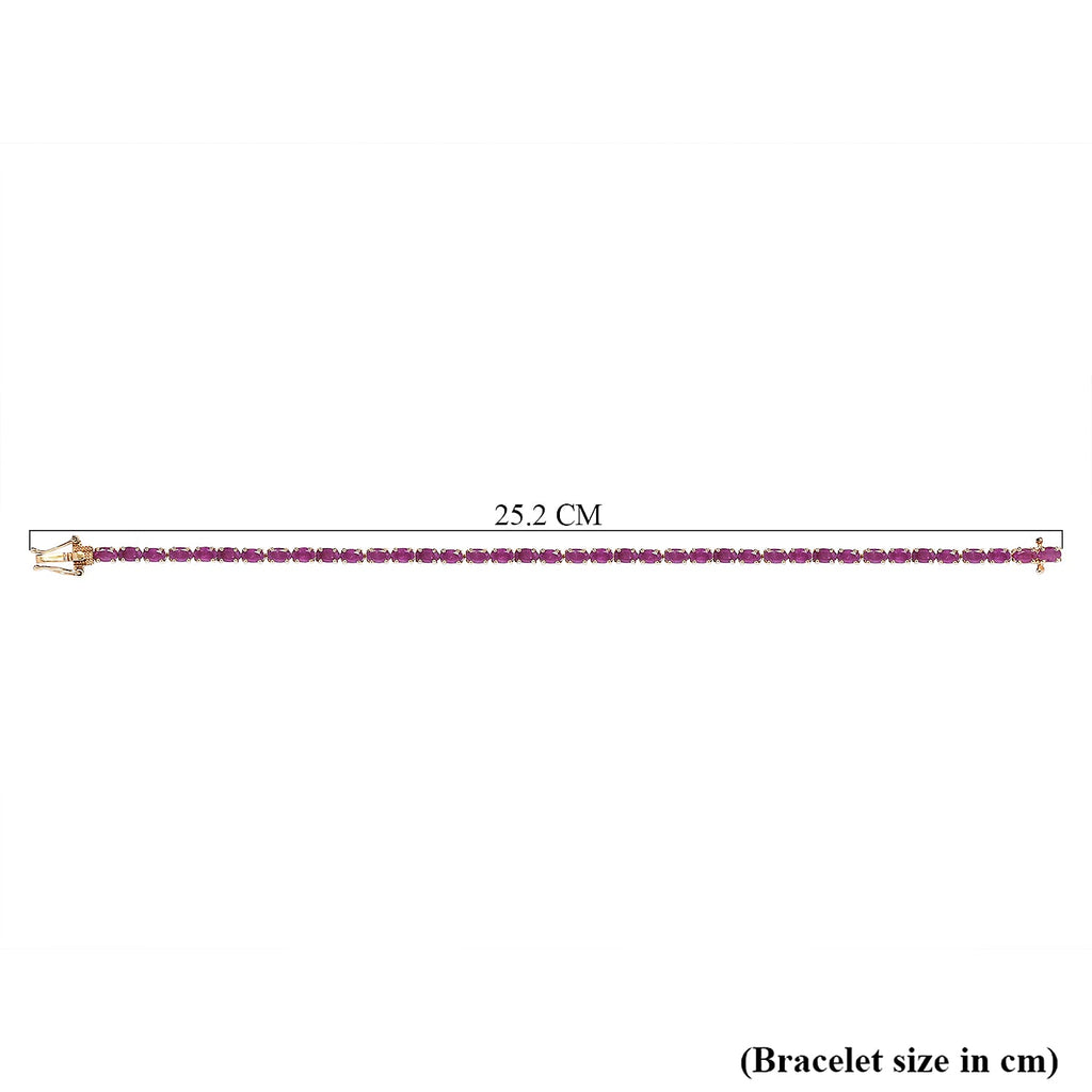 Moroccan Ruby Bracelet (Size - 7.5) with GB Lock Box in 18K Vermeil Yellow Gold Plated Sterling Silver 11.00 Ct, Silver Wt. 7.64 Gms