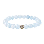 Aquamarine and Simulated Diamond Stretchable Bracelet (Size 7) in Gold Tone 111.36 Ct.