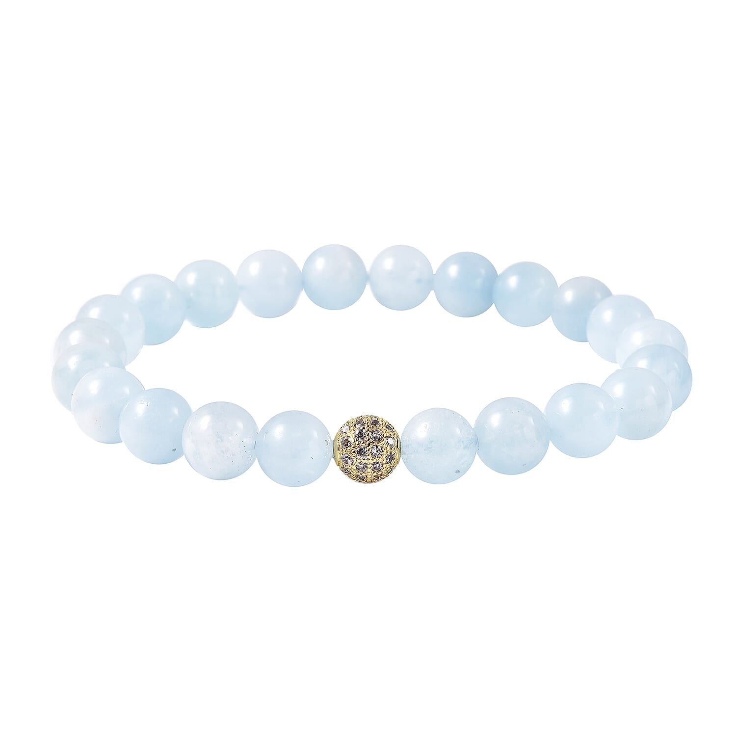 111.36 Ct. Aquamarine and Simulated Diamond Stretchable Bracelet in Gold Tone 7 Inches 3745211 0