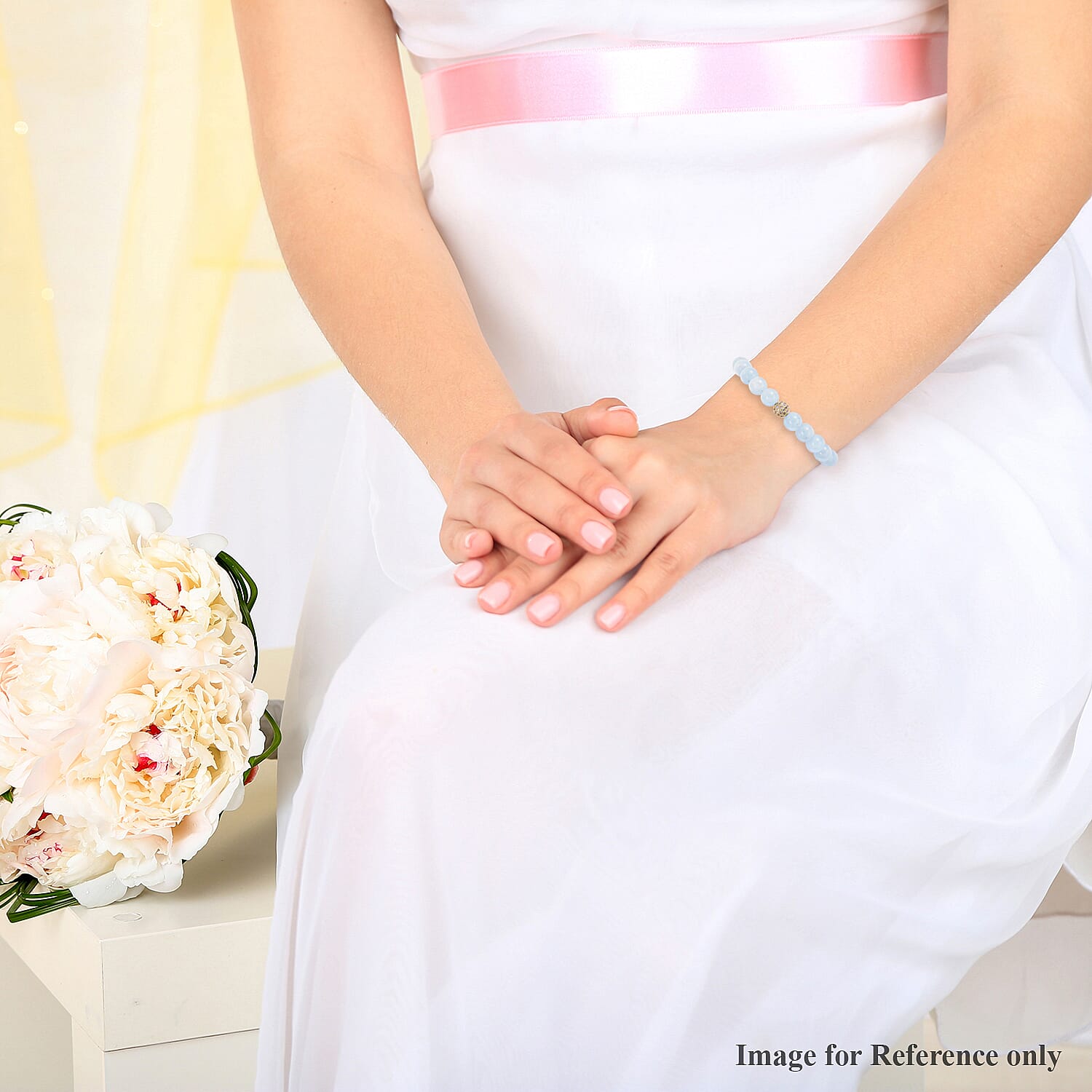 111.36 Ct. Aquamarine and Simulated Diamond Stretchable Bracelet in Gold Tone 7 Inches 3745211 1