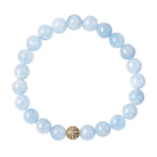 Aquamarine and Simulated Diamond Stretchable Bracelet (Size 7) in Gold Tone 111.36 Ct.