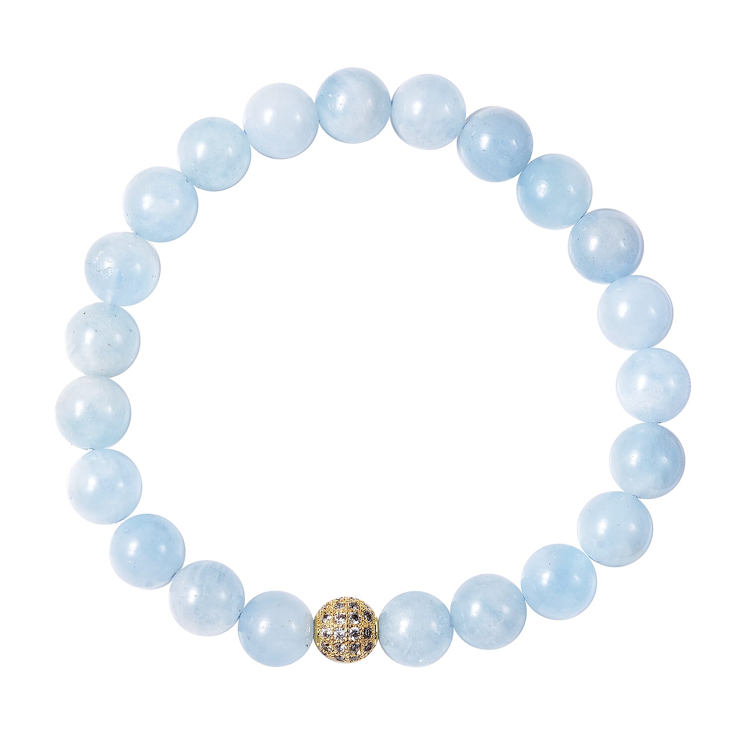 111.36 Ct. Aquamarine and Simulated Diamond Stretchable Bracelet in Gold Tone 7 Inches 3745211 2