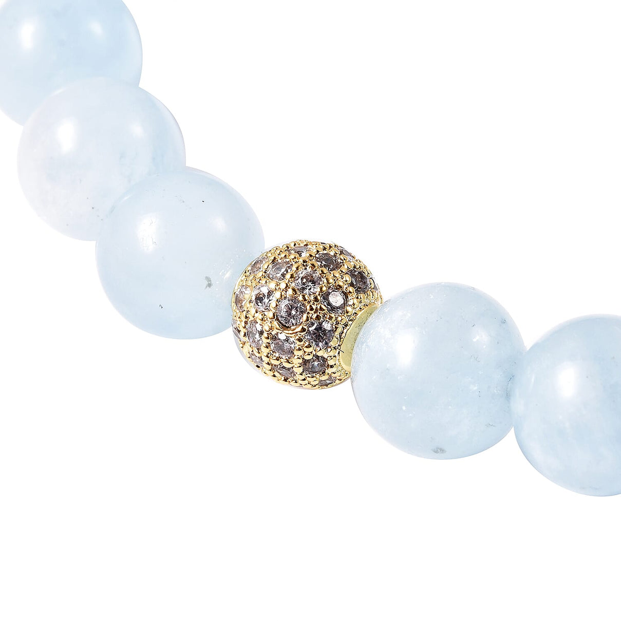 111.36 Ct. Aquamarine and Simulated Diamond Stretchable Bracelet in Gold Tone 7 Inches 3745211 3