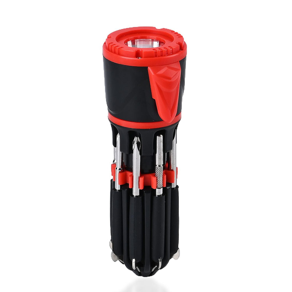 12 in 1 Multifunctional Flashlight ( Inc. 1 LED Light, Taillight, Seat Belt Cutter, 7 Screwdrivers - Many More) 3xAAA Battery (Not Inc.)