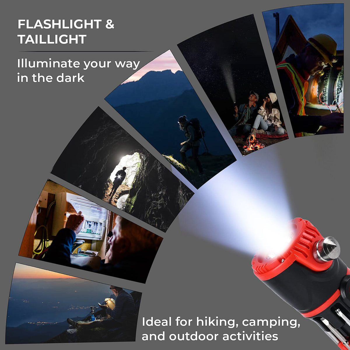 12 in 1 Multifunctional Flashlight ( Inc. 1 LED Light, Taillight, Seat Belt Cutter, 7 Screwdrivers - Many More) 3xAAA Battery (Not Inc.) 7677550 11